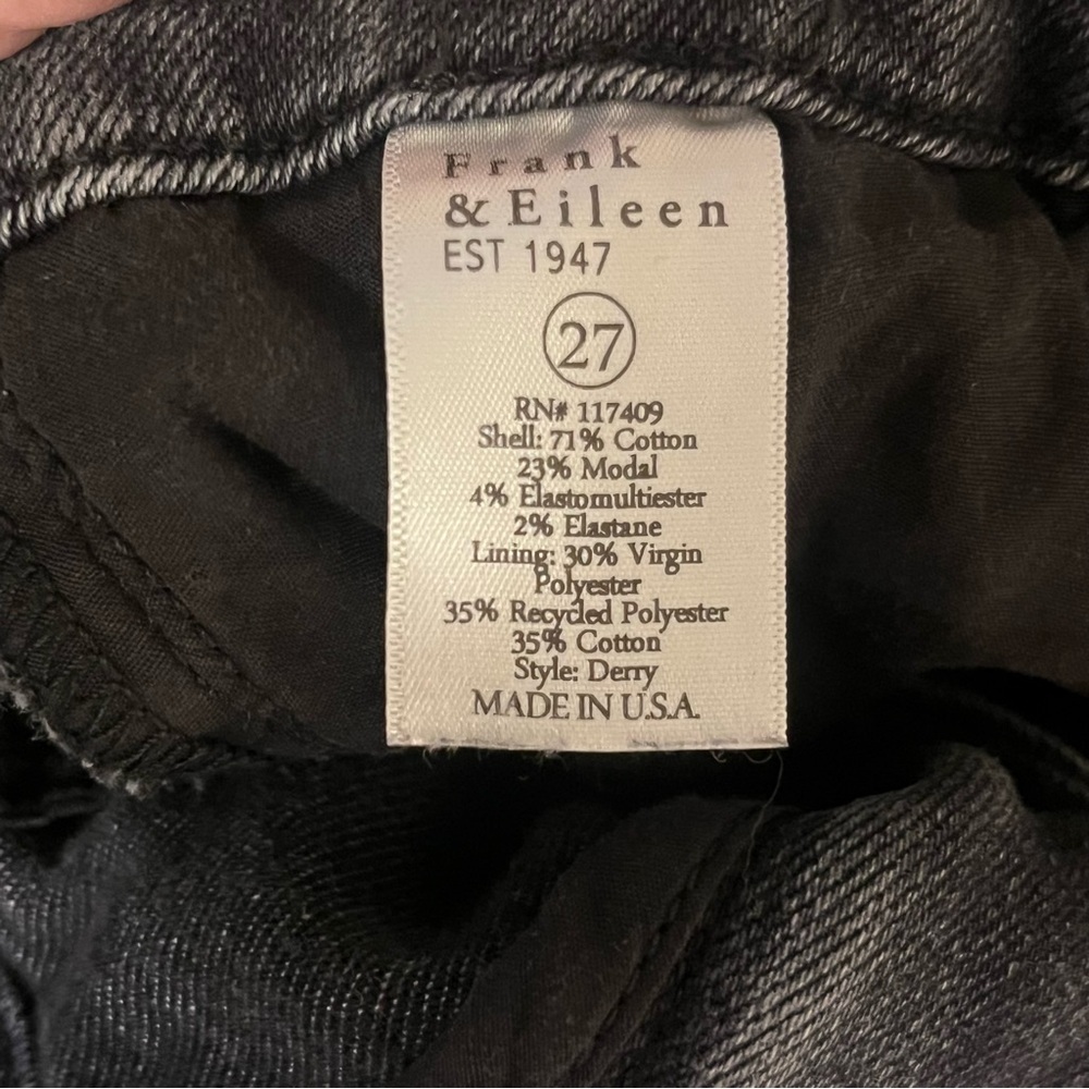 Frank & Eileen Derry Signature Slim Straight Washed Black Raw Hem Jeans Size 27 - Picture 13 of 14